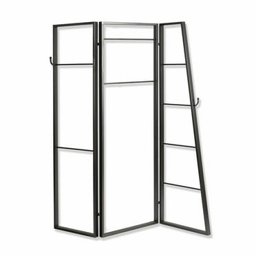 Contemporary Metal Coatrack 3 Panel Room Divider Screen