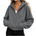 thumbnail image 7 of Nowekniz Womens Oversized Half Zip Fleece Hoodie, Long Sleeve Cropped Quarter Zip Pullover Sweatshirt, Warm Fall Winter Casual & Gym Training Hooded Top, 7 of 7