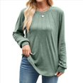 thumbnail image 2 of Camisas de Larga para Mujer, Moda Otoño 2025, Camisas Formales Informales, Blusas Tipo Túnica Plisadas con Cuello Redondo. Verde XXL, 2 of 10