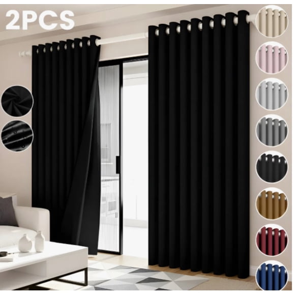 2 Paneles Cortinas Blackout Para Ventana Habitación Modelo Negro