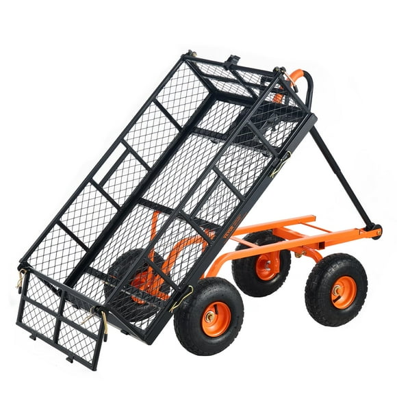 Carrito volquete de jardín VEVOR de acero de 181 kg con lados extraíbles y ruedas de 10 pulgadas