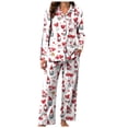 thumbnail image 6 of vigerkar Womens Button Down Pajama Sets Soft Pajamas for Women 2 Piece Long Sleeve Cute Pjs Comfy Soft Lounge Set (Watermelon Red, XXL), 6 of 6