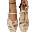 thumbnail image 7 of CIENVNSTG Woven Mesh Round Toe Hollow Out Ballet Flats for Women Buckle Strap Dress Casual Flat Shoes for Daily Outdoor and Summer Wear Beige 37, 7 of 7