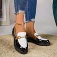 thumbnail image 4 of OKBOP Women's Patent Leather Loafers, Round Toe Buckle Strap, 4 of 5