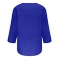 thumbnail image 4 of Htigea Women Henley T-Shirts 3/4 Sleeve V Neck Buttons Tops Casual Tunic Tee Solid Color Loose Pullover Tee Dark Blue,2XL, 4 of 5
