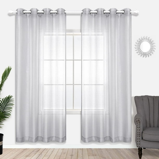 Juego de cortinas KOUFALL Silver Sheer de 2 paneles, 132 x 213 cm