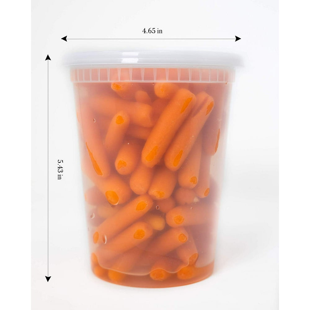 EDI 32 Ounce Round Deli Containers Microwavable with Lids (32 oz) (40