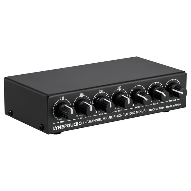 Mezclador de sonido Estéreo con Micrófono de 4 Vías para Submezclas 165x82x38mm Durable