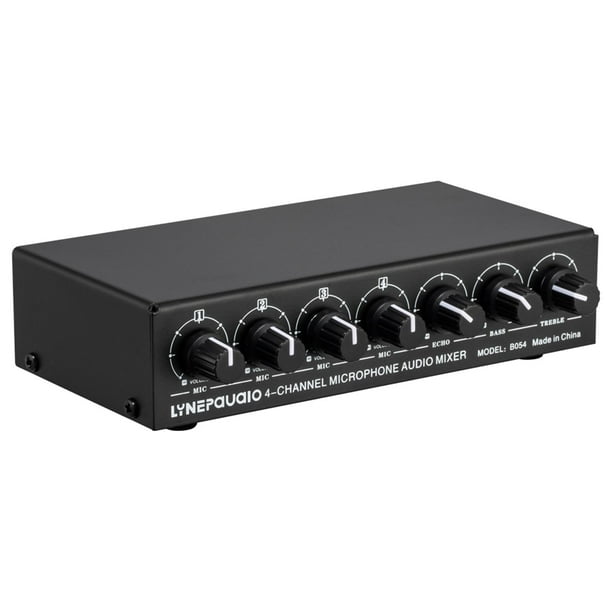 Mini mezclador de sonido con micrófono de 4 vías estéreo 165x82x38mm de bajo ruido negro