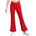 thumbnail image 1 of iiniim Pantalons Évasés pour Filles, Taille Élastique avant, Leggings de Danse Yoga Athlétiques, Pantalons de Danse Rouges 14, 1 of 6