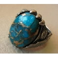 thumbnail image 3 of Blue Copper Turquoise Mans Ring, Natural Copper Turquoise Ring, Eagle Jewelry, 925 Silver Ring, Birthday Gift, Heavy Mens Ring, Arabic Design, Ottoman Style Ring, Christmas, Turkey Mens Signet Ring, 3 of 5