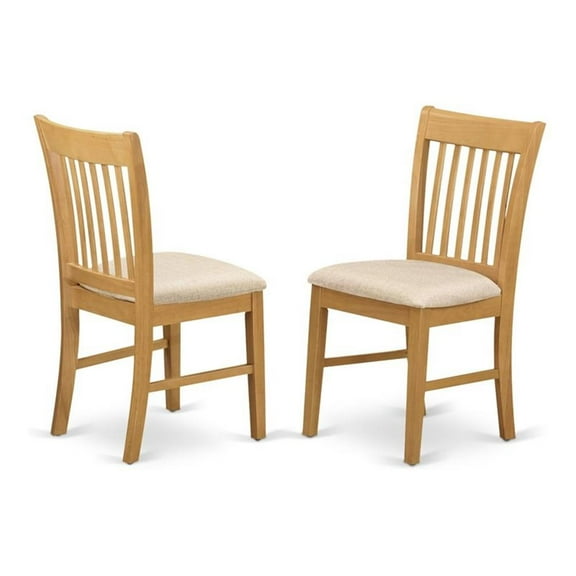 Pemberly Row Modern 35" Fabric Dining Chairs in Oak (Set of 2)