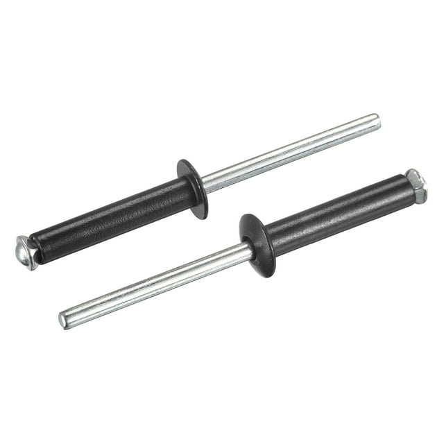 Unique Bargains 5mm x 25mm Aluminum Open End Flat Round Head Blind Rivets, Black 25 Pack