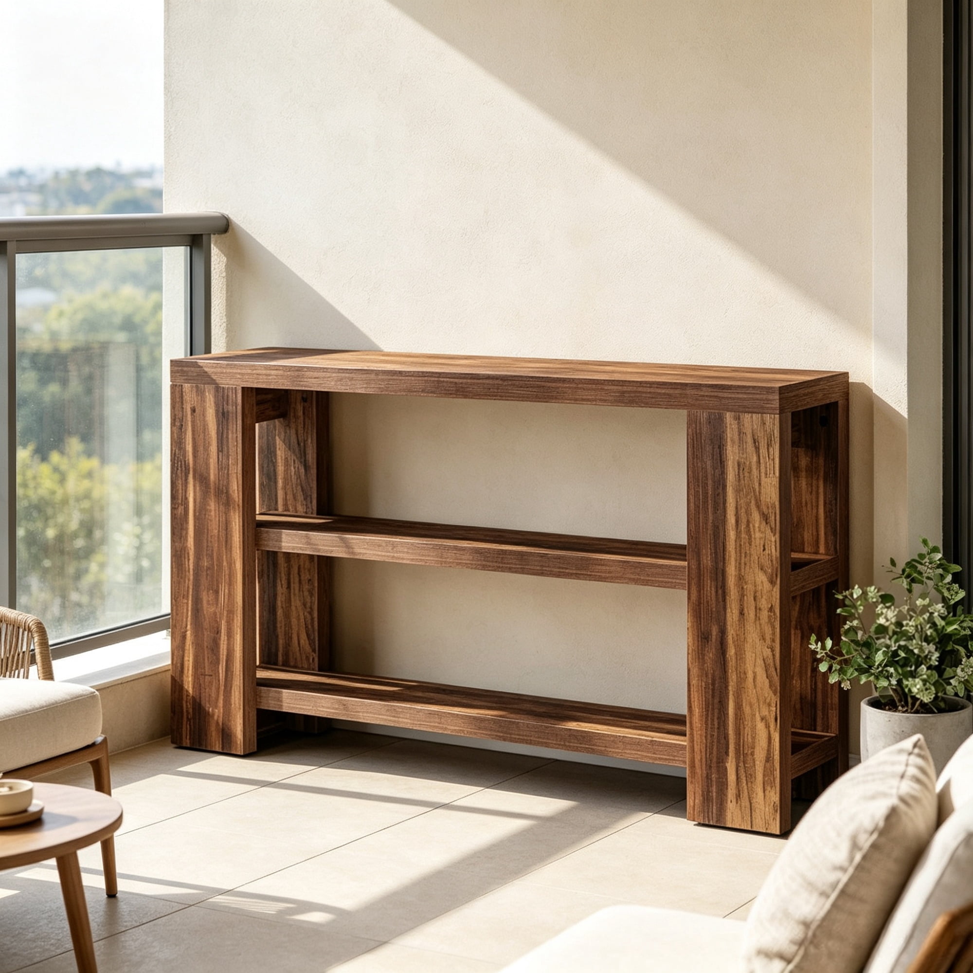 70.9 in Wooden 3-Tier Console Table, Rustic Farmhouse Sofa Table for Entryway & Hallway