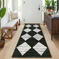 thumbnail image 2 of Garvee 2'x6' Geometric Diamond Runner Rug, Machine Washable Rug Stain Resistant Indoor Carpet With Non-Slip Backing, Soft Low Pile Rug for Hallway Bedroom Laundry, Black, 2 of 8