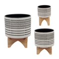 thumbnail image 2 of Sagebrook Home 15801-03 11" AZTEC PLANTER W/ WOOD STAND, GRAY, 2 of 2
