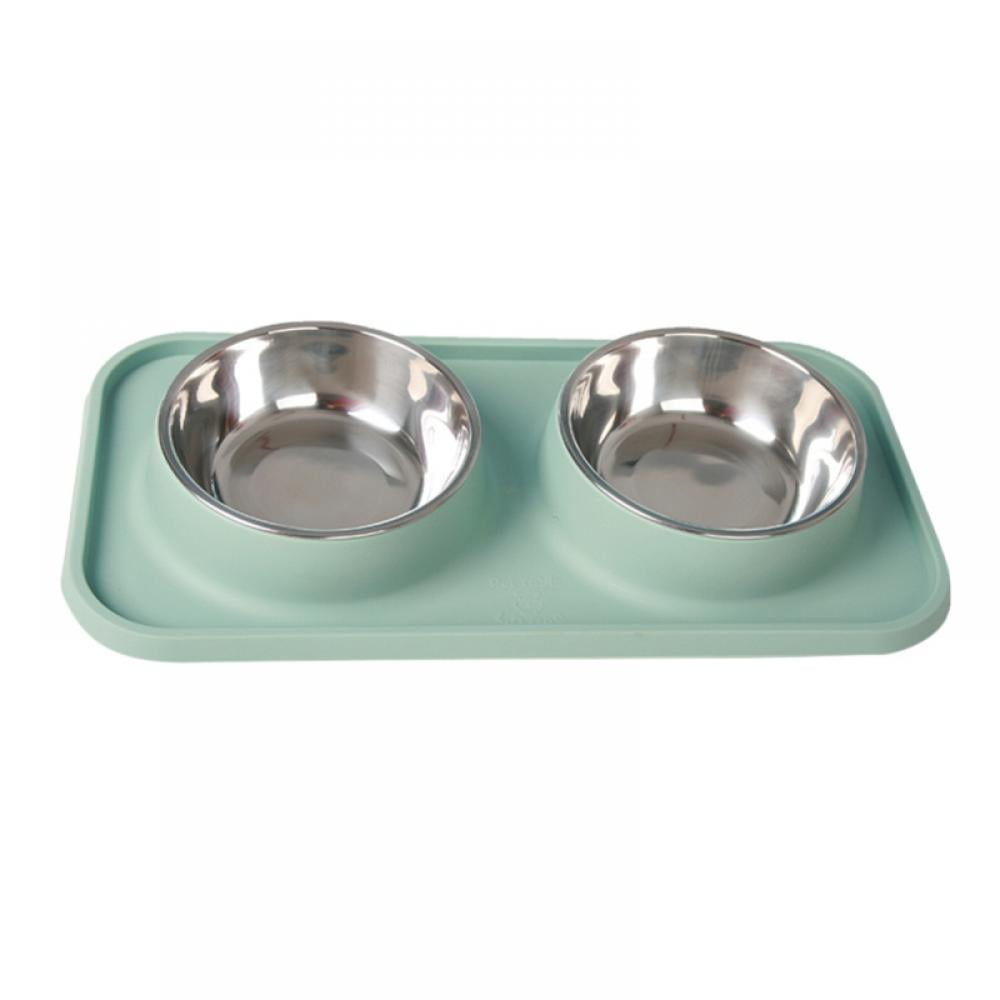 Nepfaivy Dog Bowls, Cat Food And Water Bowls Stainless Steel, Double Pet  Feeder Bowls With No Spill Non-Skid Silicone Mat, Dog Dish For S