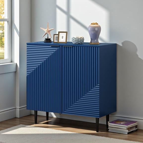 GZXS 35-Inch Accent Cabinet with 2 Doors, Freestanding Storage Cabinet with Adjustable Shelf & Sturdy Metal Legs, Sideboard Buffet Cabinet for Living Room, Entryway & Dining Room (Navy Blue)