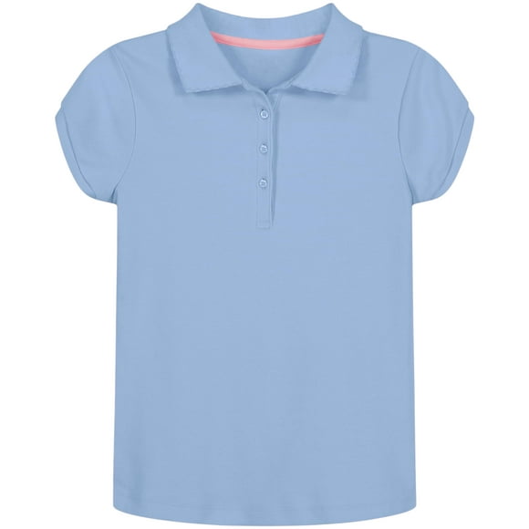 Nautica Polo à Manches Courtes pour Filles, Fermeture à Boutons, Tissu Piqué Doux, Bleu Clair, 12-14