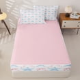 thumbnail image 4 of jejeloiu Watercolor Starfish Bow Zipper Twin Comforter Sets with Fitted Sheet and 2 Pillowcases For Girls,Girly Ocean Accent Zipper Bedding Set,Light Blue,Pink Reversible,4 Pieces, 4 of 7