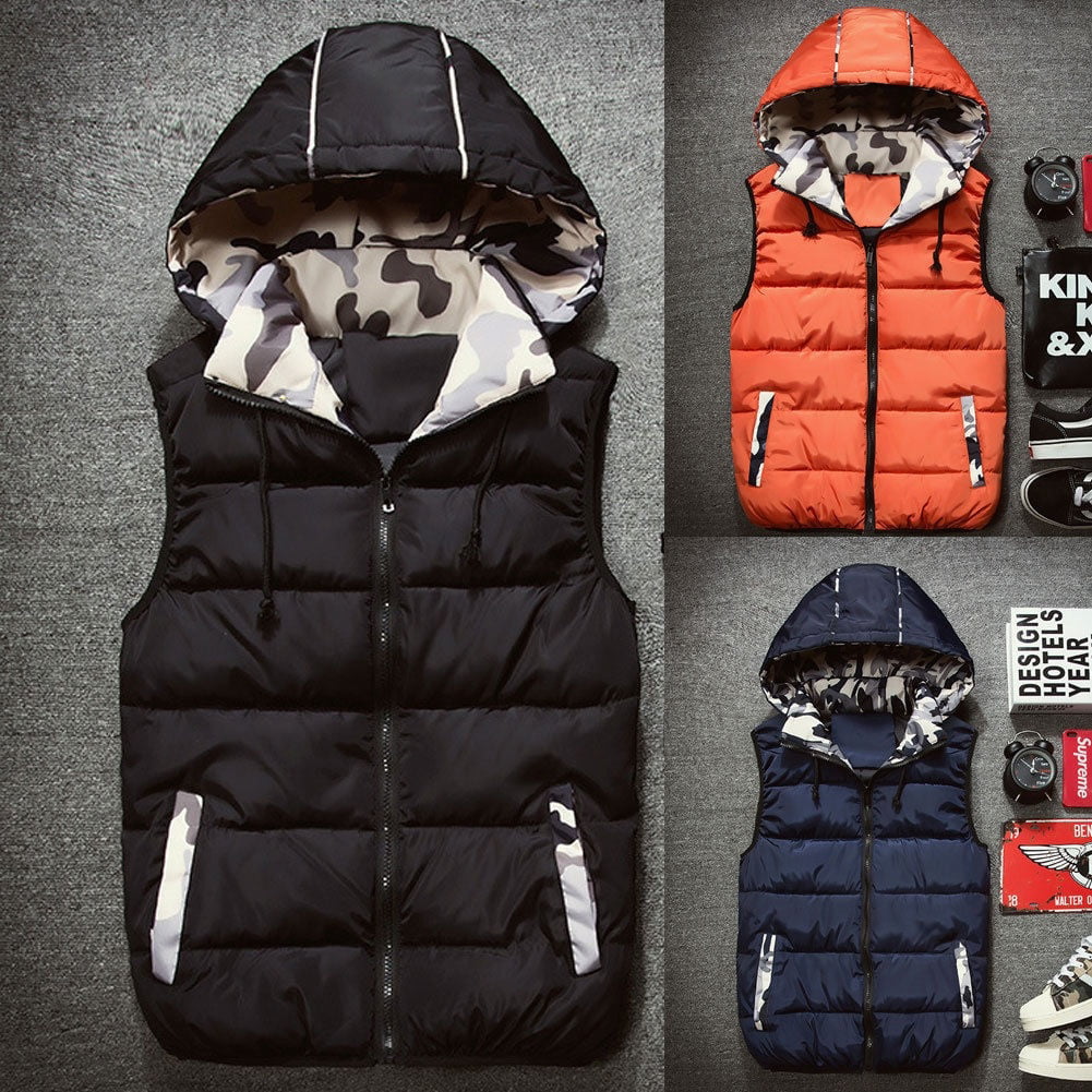 Details about   Men's Winter Vest Sleeveless Puffer Warm Outwear Zipper Padded Jacket Coat M-4XL 