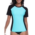 thumbnail image 1 of Charmo Color Blocked Swimsuit Tops for Womens Sun Protection UPF 50+ Rash Guard Quick Dry Running Swim Shirts, 1 of 7