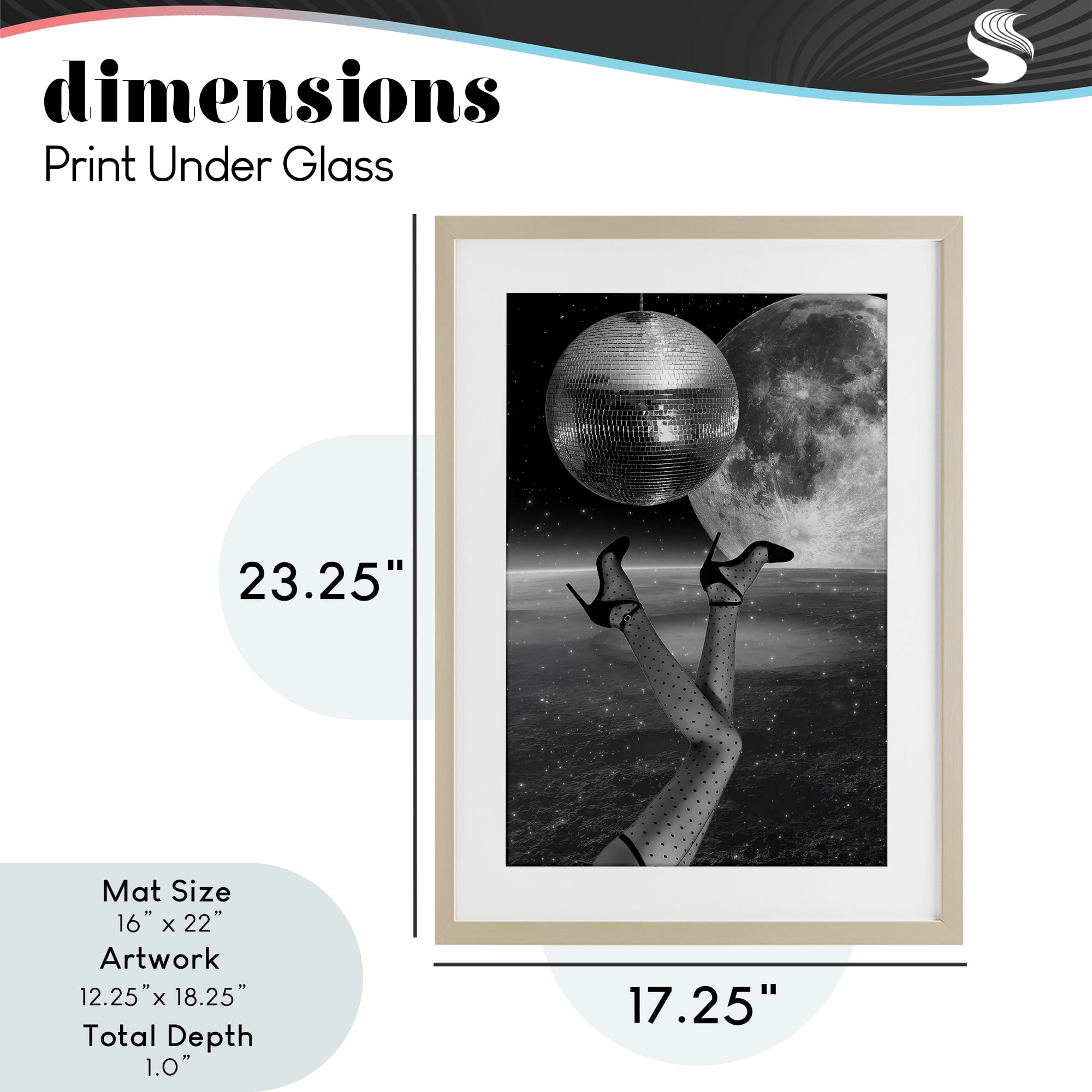 Hangin' Over Disco & Planet Birch Framed Print Under Glass, design by Elo Marc