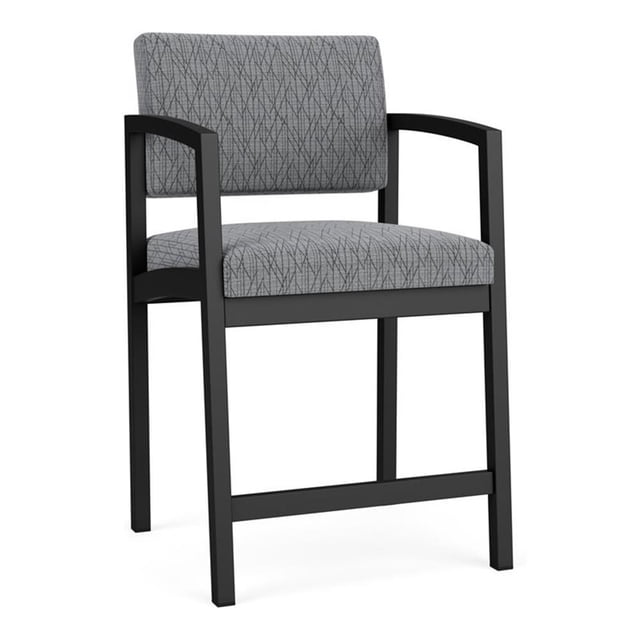 Lenox Fauteuil de Hanche pour Réception Salle d'Attente Soins de Santé / Acier Noir / Gris