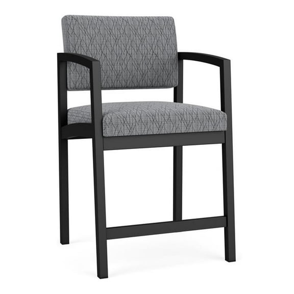 Lesro Lenox Steel Fabric Hip Waiting Room Guest Chair in Black/Adler Gray Flannel