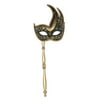 Glittered Black and Gold Mask with Stick
