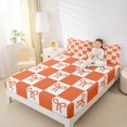 thumbnail image 4 of jejeloiu Ribbon Bow Knot Bed Sheets,Girls Orange Bowtie King Sheets,Modern Geometric Buffalo Sheet Set For Child,Ultra Soft Home Decor,4pcs, 4 of 7