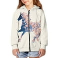 thumbnail image 3 of Chririnla Cherry Blossom Bling Horse Girls Zip Up Hoodie Lightweight Comfy Long Sleeve with Pockets Casual Fall Top for Teens Size 10-12, 3 of 7