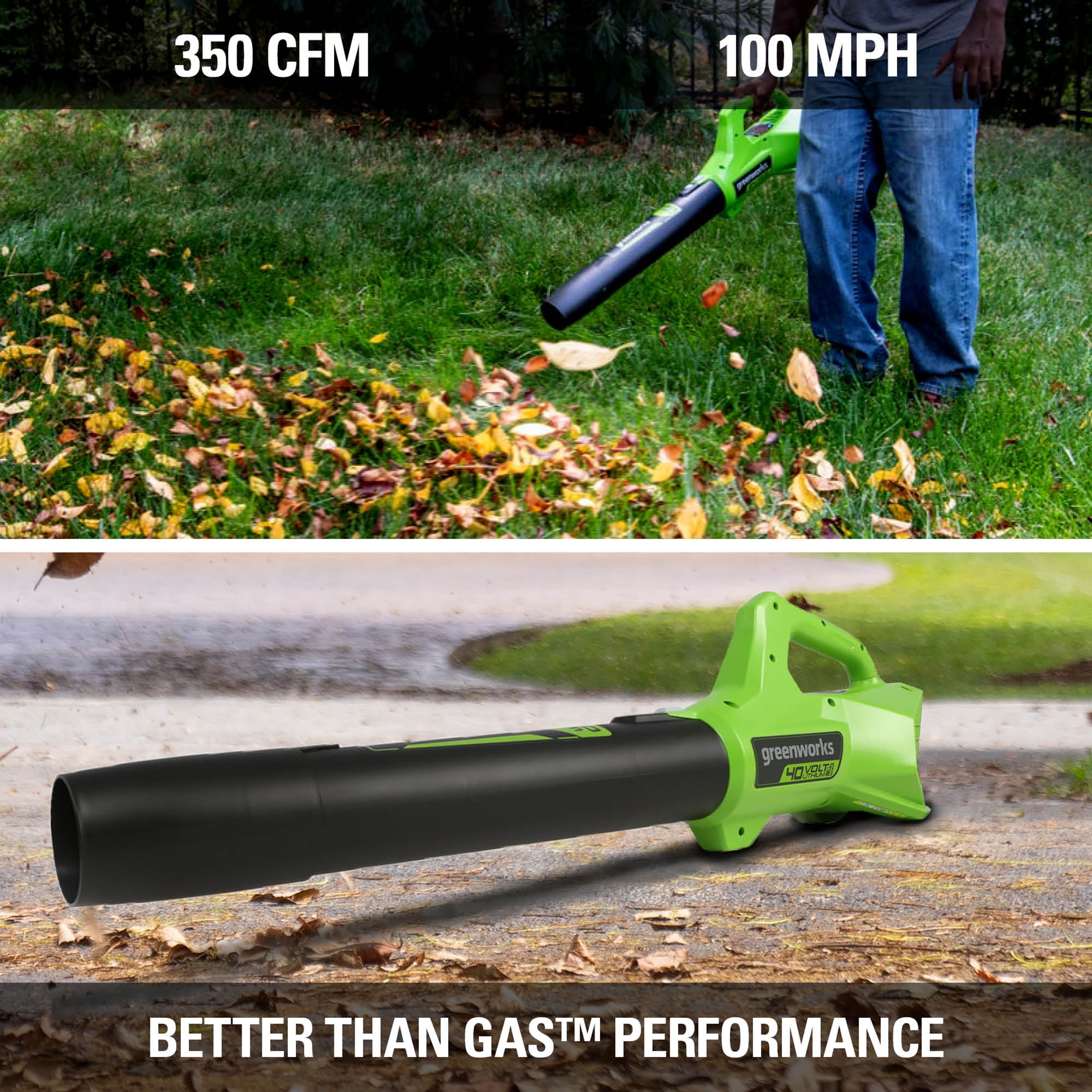 Greenworks 40V 350 CFM at 100 Mph Leaf Blower with 2.0 Ah Battery & Charger 2412002