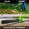 thumbnail image 6 of Greenworks 40V 350 CFM at 100 Mph Leaf Blower with 2.0 Ah Battery & Charger 2412002, 6 of 12