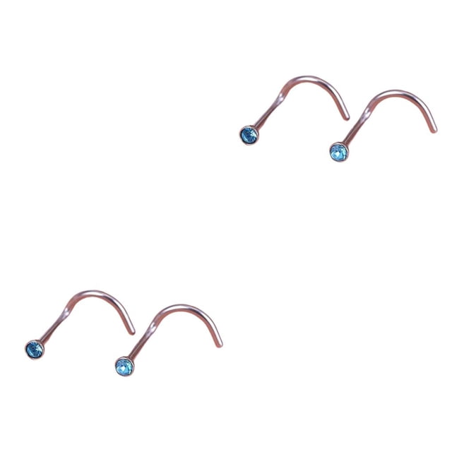 Sonducket Espárragos para la nariz Accesorio de moda Adorno para el cuerpo Exquisito y elegante de acero inoxidable Joyas para narices Tornillo Azul claro 2Conjunto
