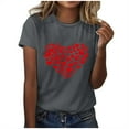 thumbnail image 2 of EchfiProm Womens T shirts Love Heart Valentine Graphic Tee Cute Valentine Day Basic Shirts for Women Short Sleeve, 2 of 5