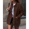 thumbnail image 3 of BTFBM Faux Suede Jacket Women Fall Fashion Leather Jackets Long Sleeve Button Down Winter Coats Shackets Outerwear, 3 of 9