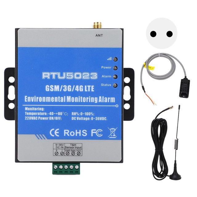 RTU5023 Alarma de temperatura y humedad GSM 3G 4G Alerta SMS inalámbrica Alarma de fallo de corte de energía Monitor ambiental AC 100‑240V 4GL-E Enchufe de la UE