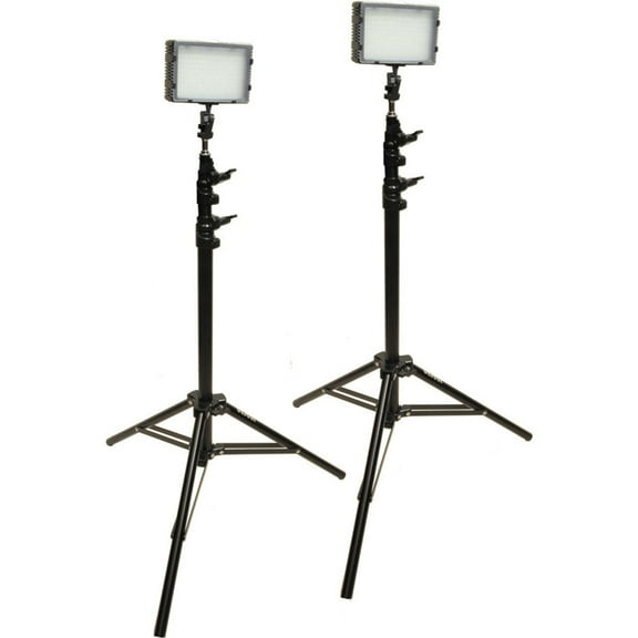 Bescor Field Pro FP-180K Bi-Colored Dual LED Studio Lighting Kit, Includes 2x FP-180 Bi-Color LED Light, 2x LS-180 Light Stand, 2x AC-12V2 Power Supply