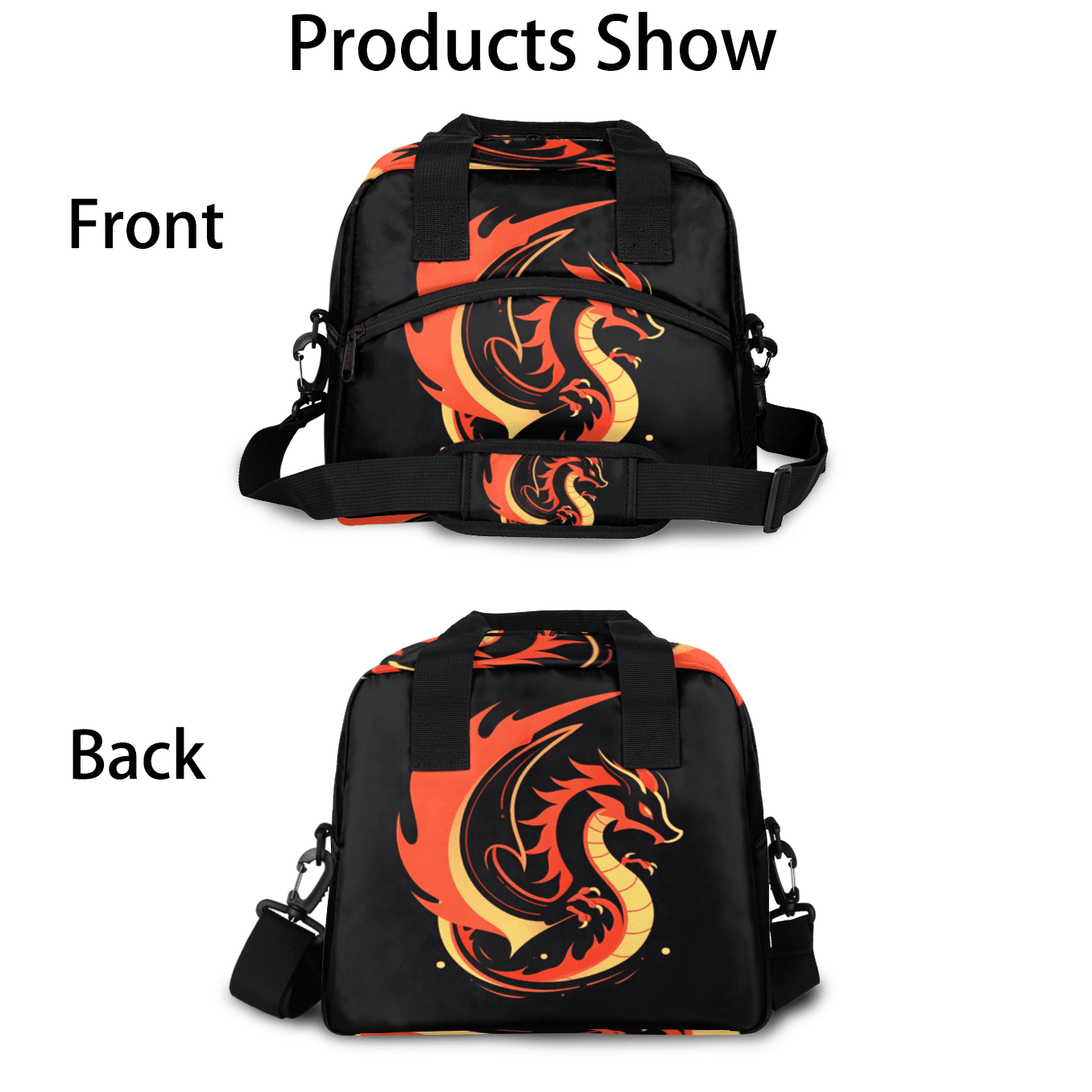 Herdesigns Dragon Insulated Lunch Bag for Women Men Adults Large Reusable Lunch Box Funny Leakproof Cooler Tote Bags with Adjustable Shoulder Strap