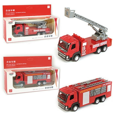 Nsxcdh Large Children's Alloy Ladder Fire Truck,Water Sliding Metal Model,Detailed Toy Vehicle for Collectors