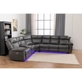 thumbnail image 3 of Paleremo Faux Leather Sectional with LED USB Speaker Wireless Charger in Gray, 3 of 4