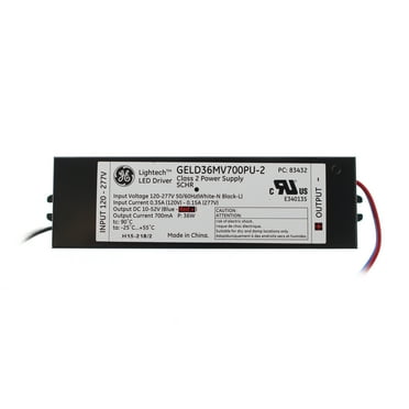 GE GELD36MV700PU-2 83432 LED Driver, 10-52V, 700mA, 36W, Input: 120/277V