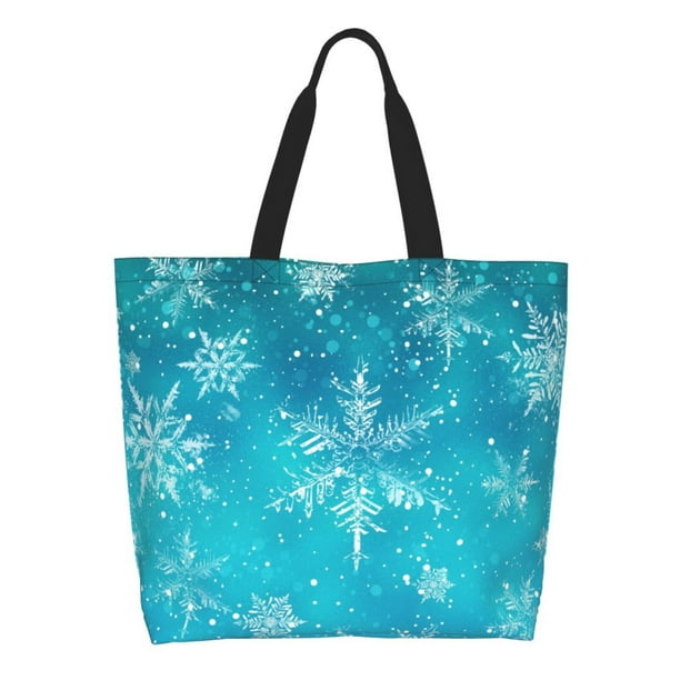 Fotbe Christmas Snow Bolsa Tote Estética de Lona con Estampado para Mujer - Bolsa Reutilizable de Hombro Casual para Vacaciones, Compras, Trabajo y Gimnasio