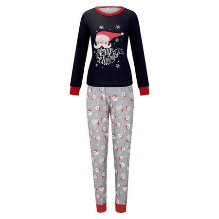 

Christmas Gifts Christmas Merry Christma Santa Claus Print Tops And Pants Clothes Set Xmas Family Matching Pajamas for Mom Ployster Black S