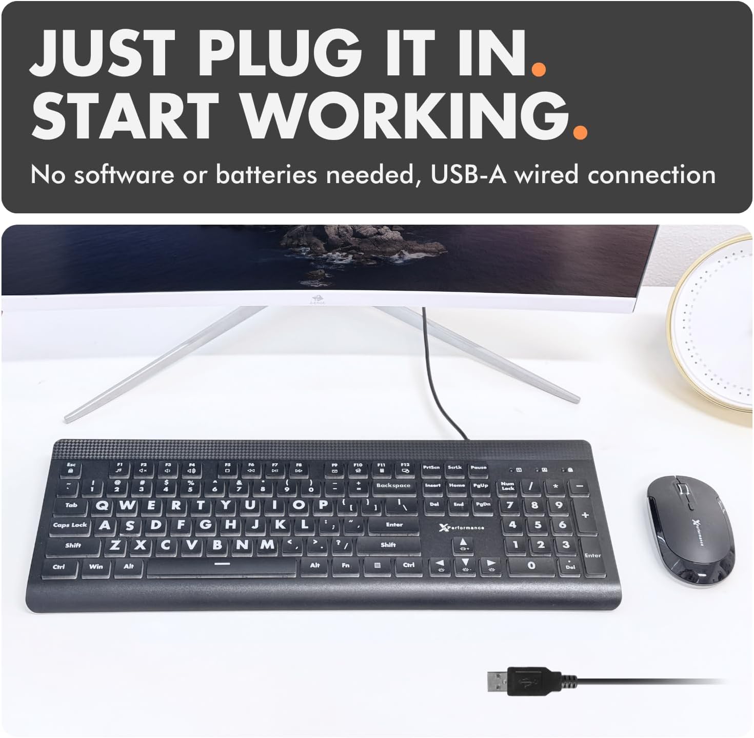 X9 Large Print Backlit USB Keyboard 7-Color LED photo 8