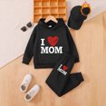 thumbnail image 2 of NOLDARES Kids Boys And Girls Clothes Letter Print Hoodie Sweatshirts and Pant 2Pcs Fall Outfits Set(Y152-Black), 2 of 5