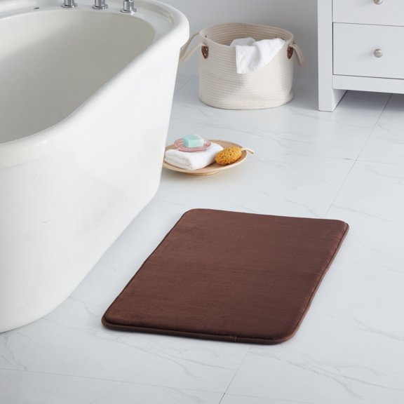 Sweet Home Collection Memory Foam No Slip Back Bath Mat Rug 17 x 24 Brown