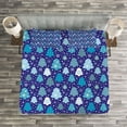thumbnail image 3 of Ambesonne Winter Quilted Bedspread Set 3 Pcs, Snowflakes Xmas Trees, King Size, Violet Blue Pale Blue, 3 of 3