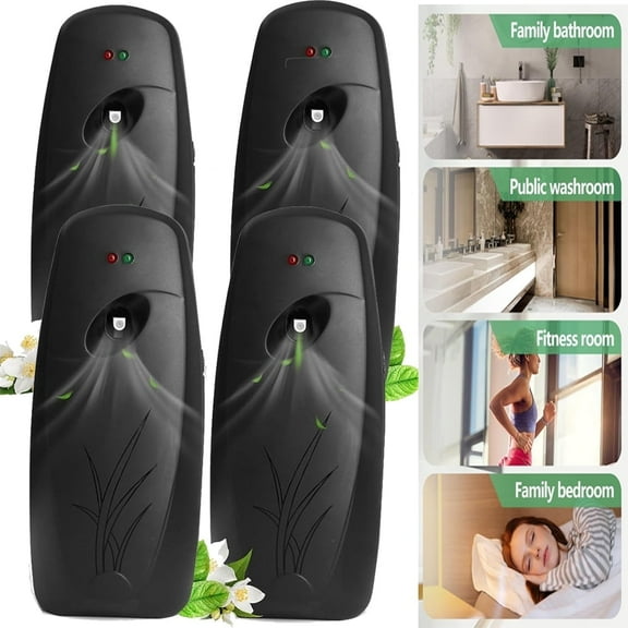 Automatic Air Freshener Dispenser 4-Pack,Automatic Timed Scent Dispenser Machines, Wall Mount for Bedrooms Bathrooms Home Office, Hotels, Black